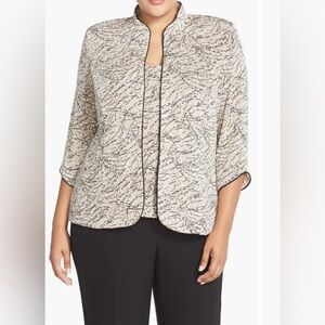 Alex Evenings Textured Mandarin Neck Glitter Knit 3/4 Sleeve Twinset